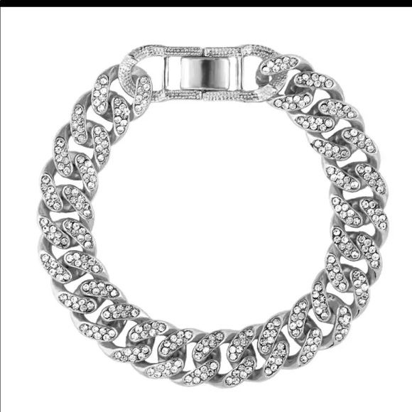 New silver flashy hip hop  bracelet - Picture 2 of 2